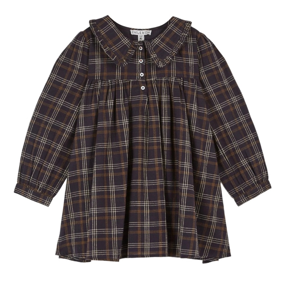 EMILE ET IDA Plaid Long Sleeve Dress Sz 12A